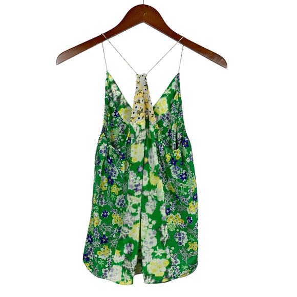 Rebecca Taylor Silk Cami Camisole Top Green Floral Strappy Tank Flowy Women's 2 - Picture 6 of 9